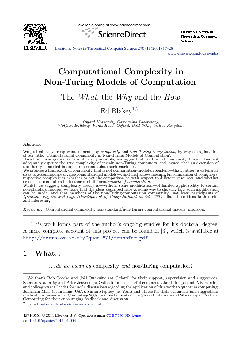 Computational Complexity in Non-Turing Models of Computation: The What, the Why and the How