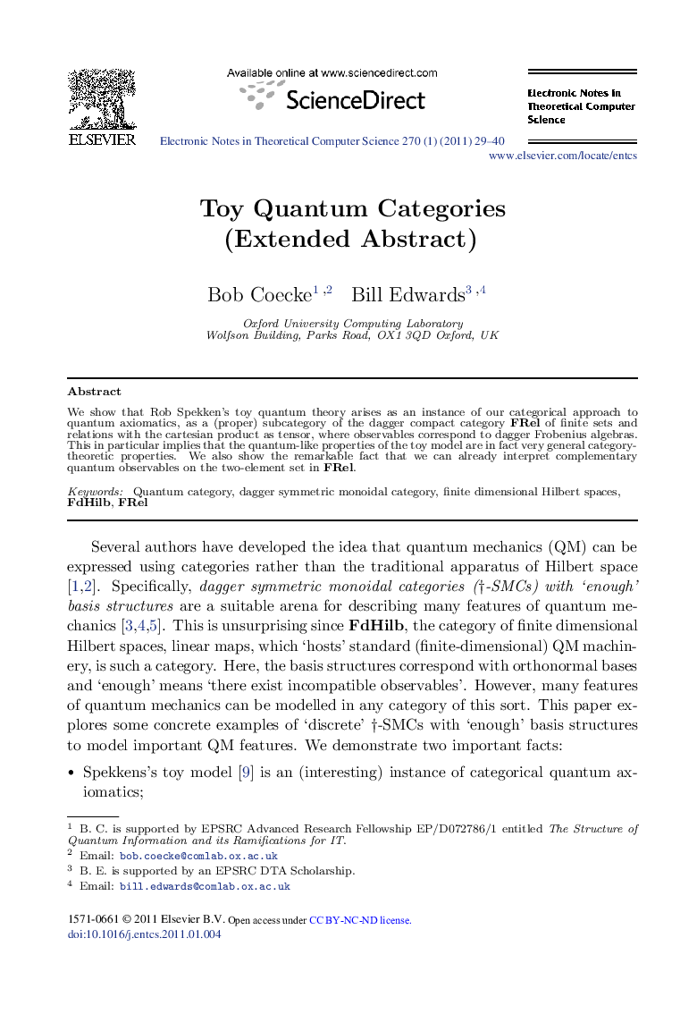 Toy Quantum Categories (Extended Abstract)