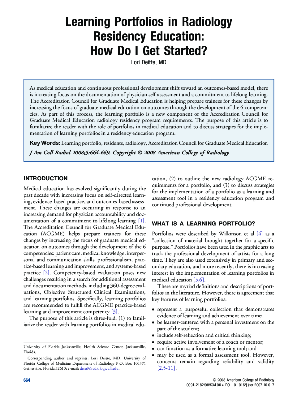 Learning Portfolios in Radiology Residency Education: How Do I Get Started?