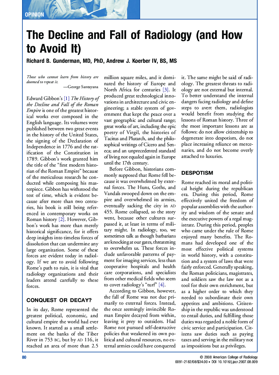 The Decline and Fall of Radiology (and How to Avoid It)
