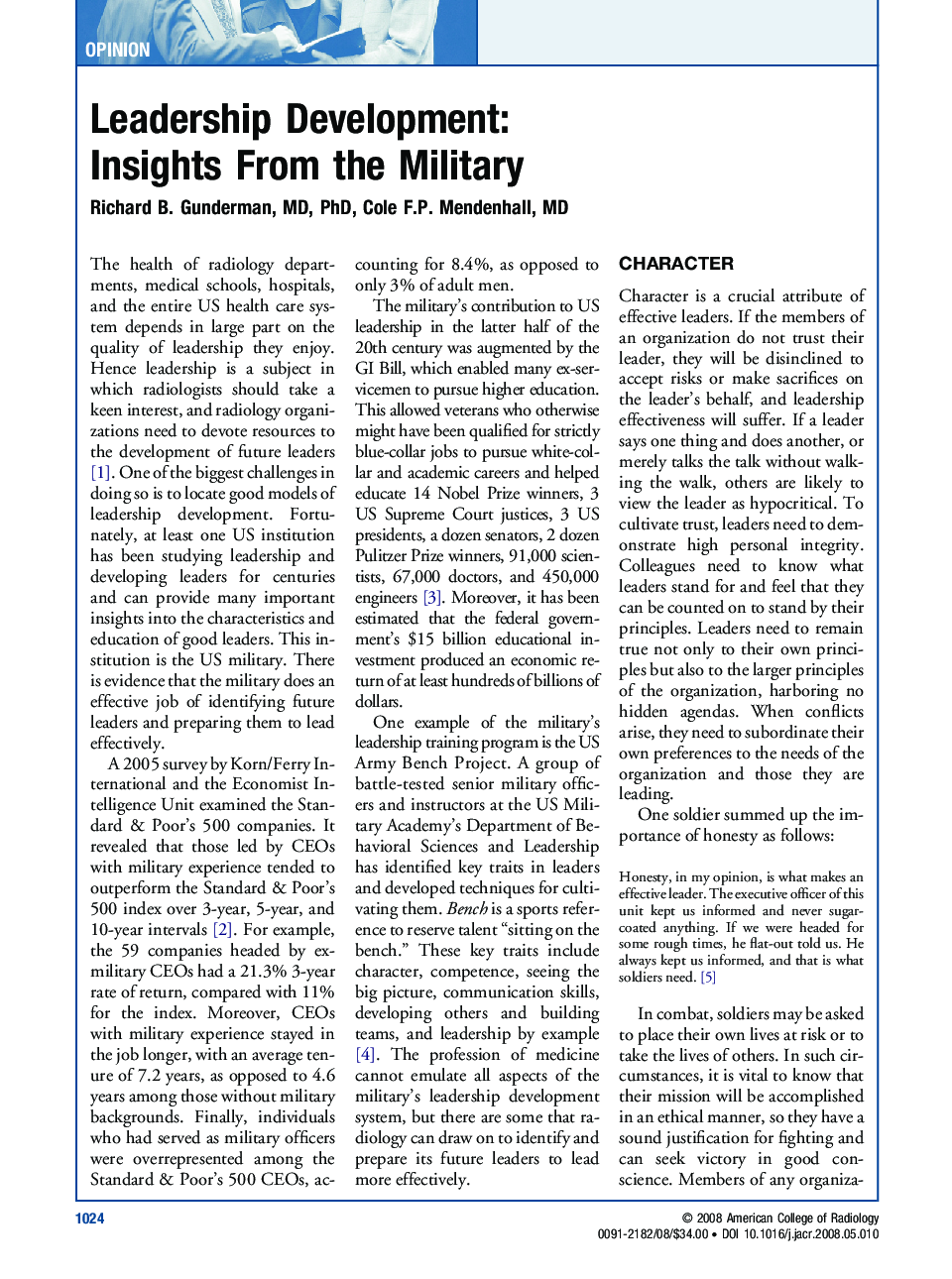 Leadership Development: Insights From the Military