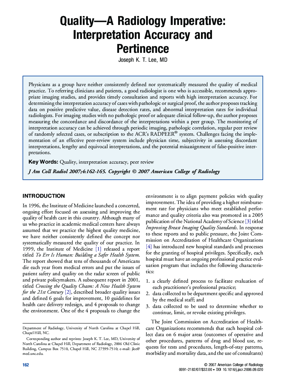 Quality-A Radiology Imperative: Interpretation Accuracy and Pertinence