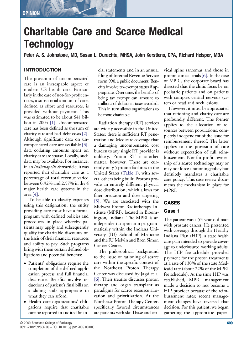 Charitable Care and Scarce Medical Technology