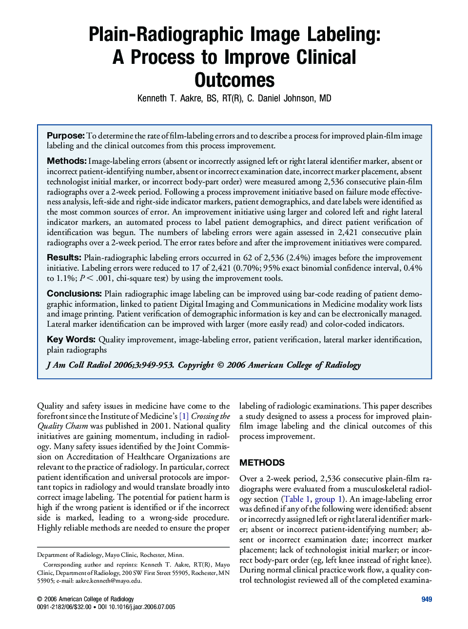 Plain-Radiographic Image Labeling: A Process to Improve Clinical Outcomes