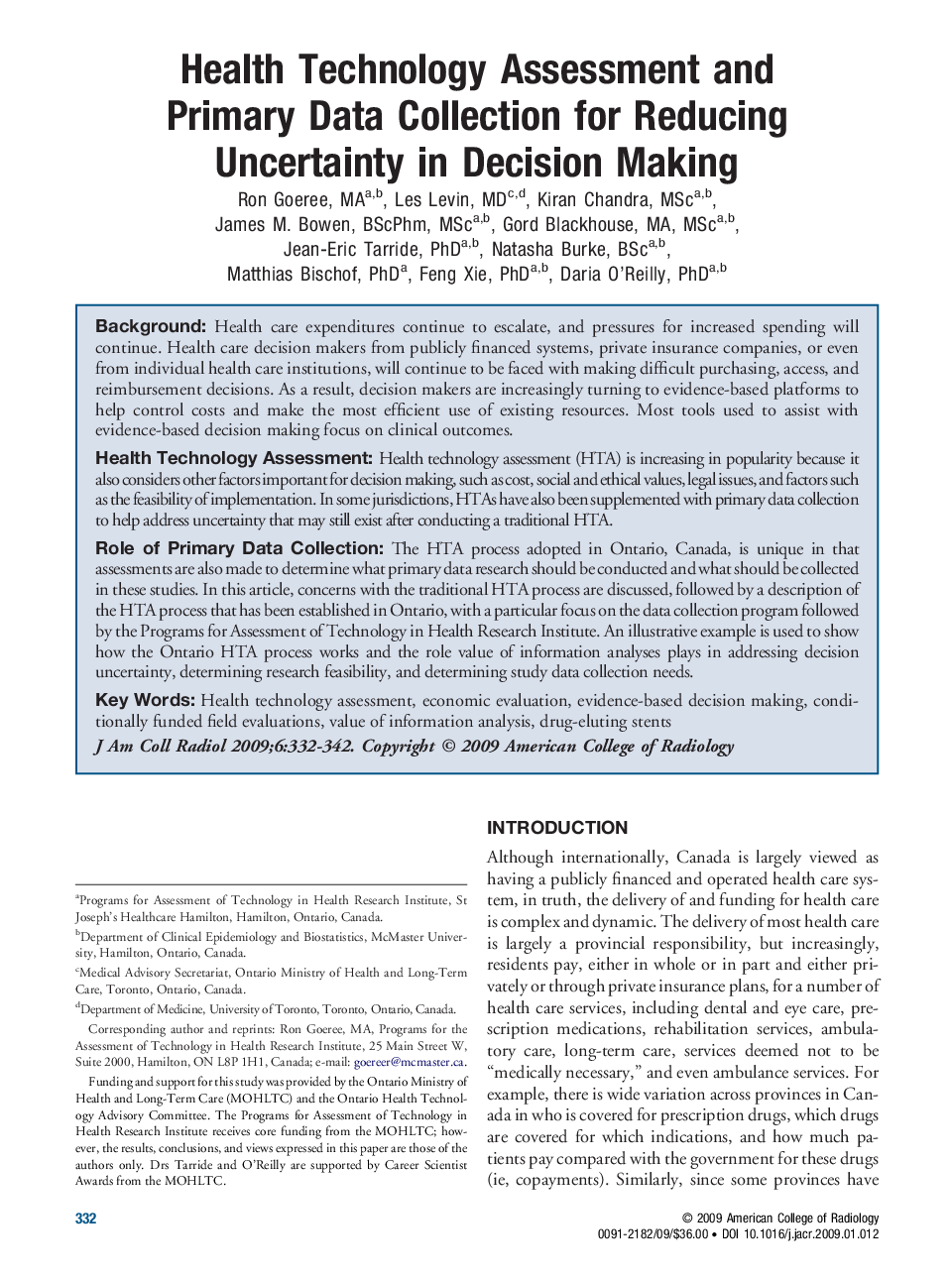 Health Technology Assessment and Primary Data Collection for Reducing Uncertainty in Decision Making