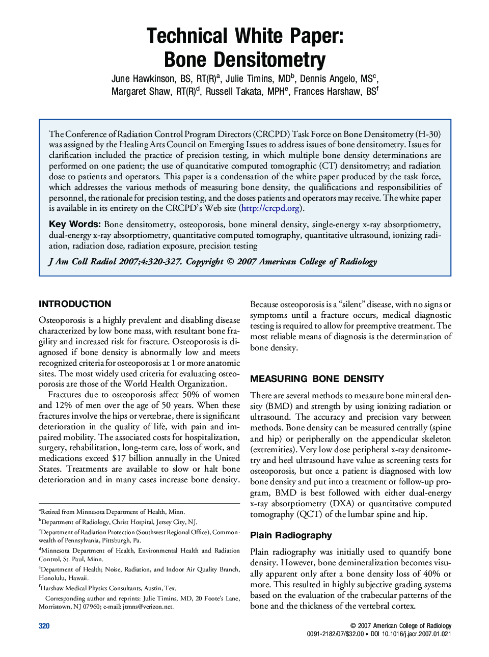 Technical White Paper: Bone Densitometry