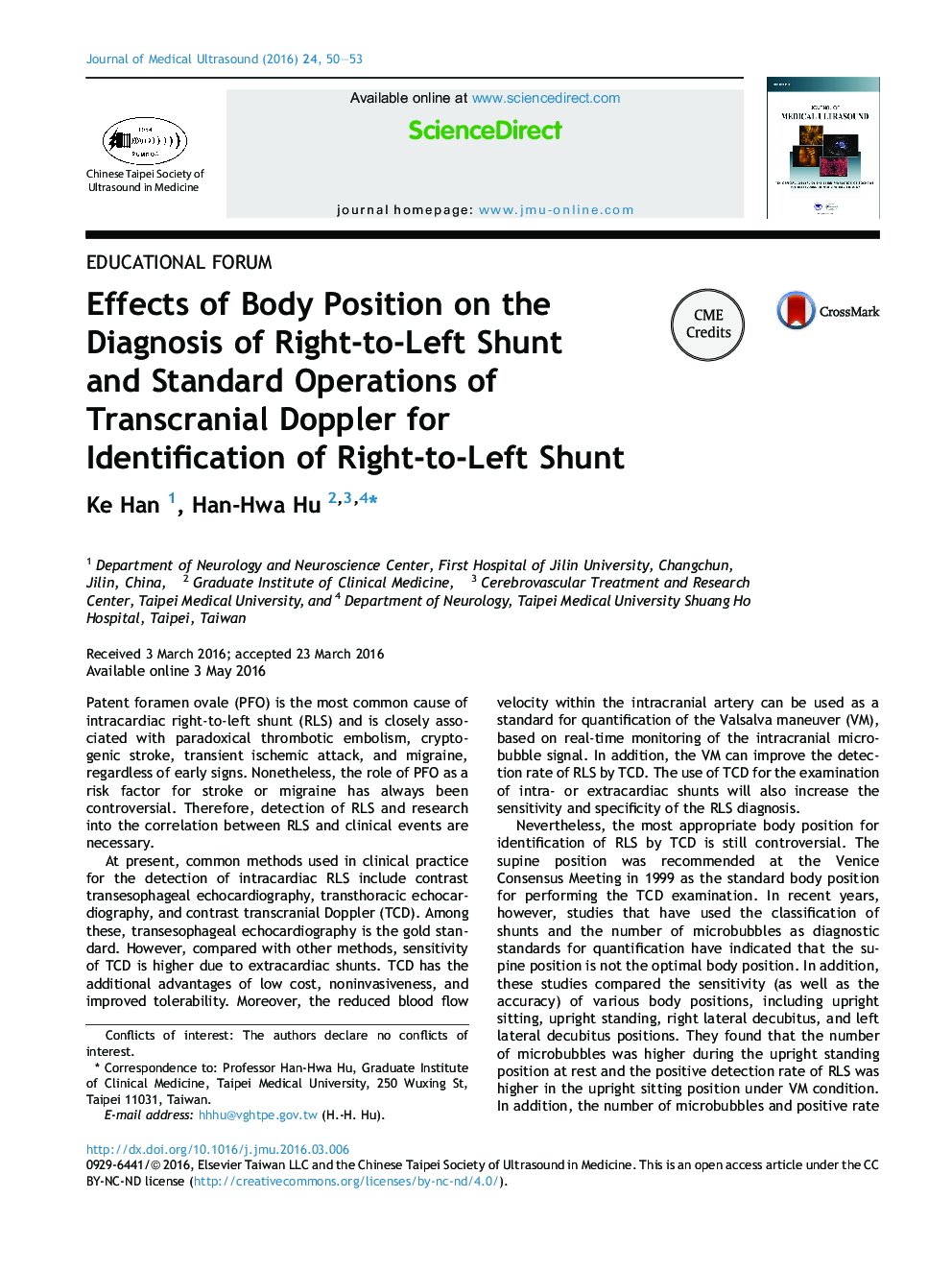 Effects of Body Position on the Diagnosis of Right-to-Left Shunt and Standard Operations of Transcranial Doppler for Identification of Right-to-Left Shunt