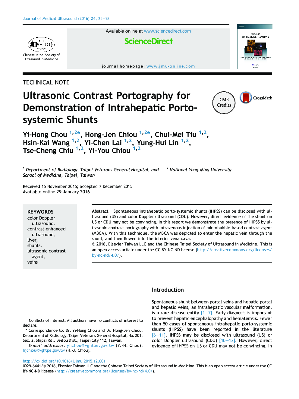 Ultrasonic Contrast Portography for Demonstration of Intrahepatic Porto-systemic Shunts 