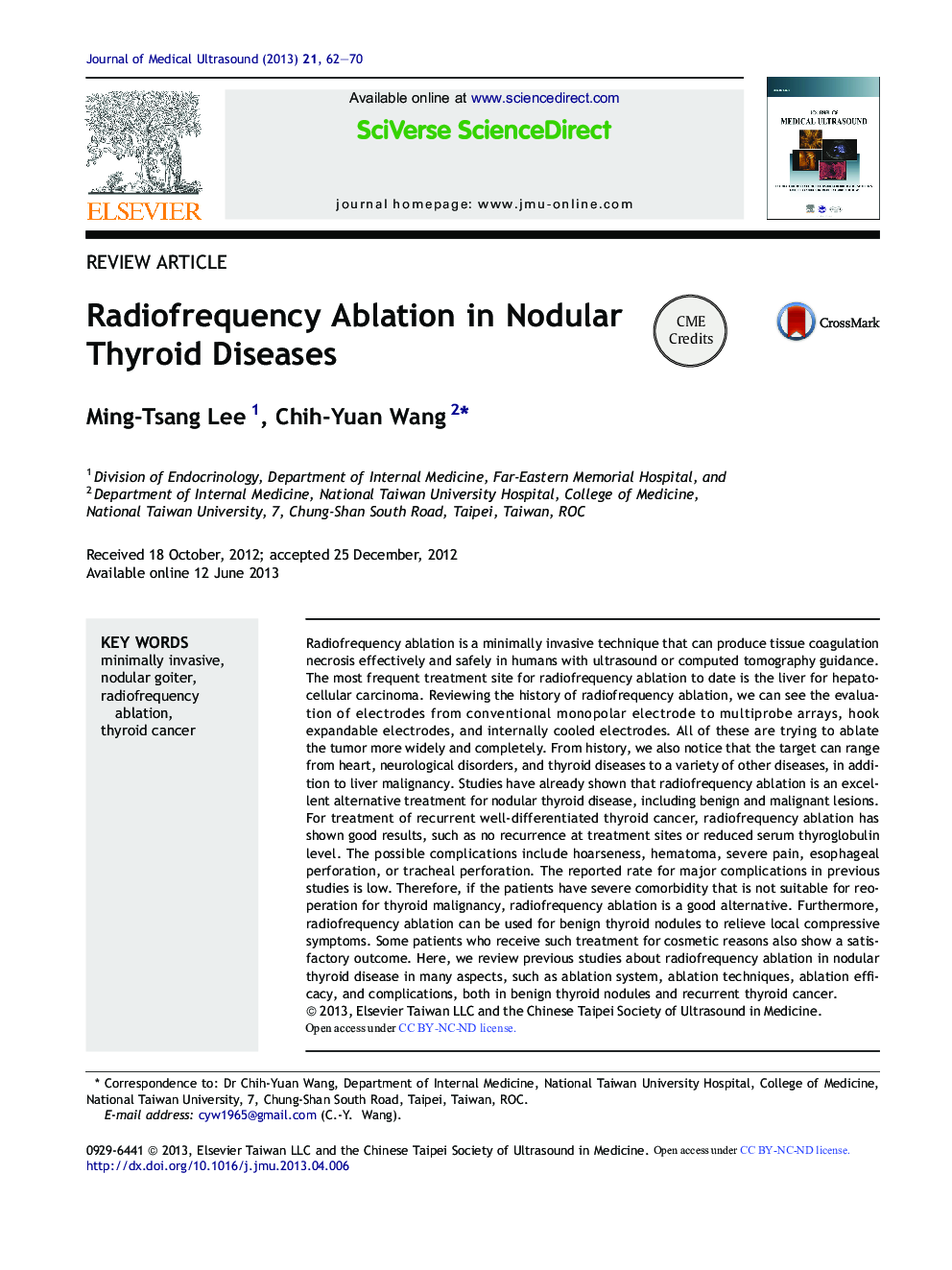 Radiofrequency Ablation in Nodular Thyroid Diseases