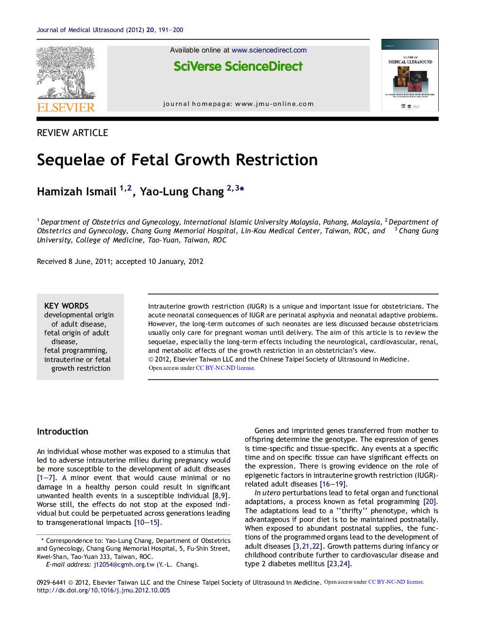 Sequelae of Fetal Growth Restriction