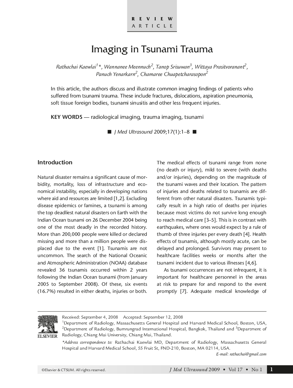 Imaging in Tsunami Trauma