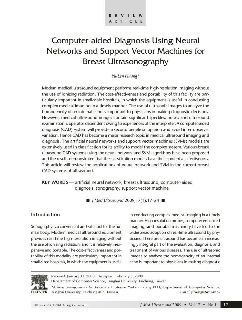 Computer-aided Diagnosis Using Neural Networks and Support Vector Machines for Breast Ultrasonography