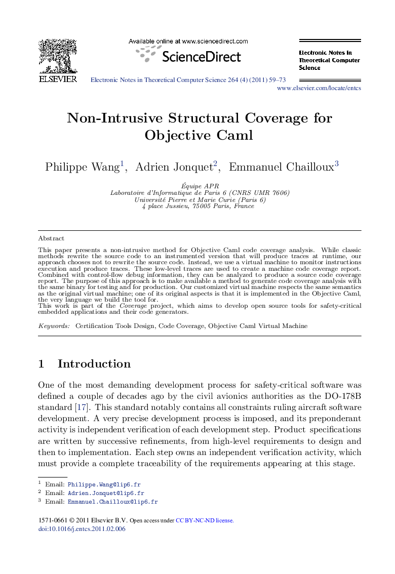 Non-Intrusive Structural Coverage for Objective Caml