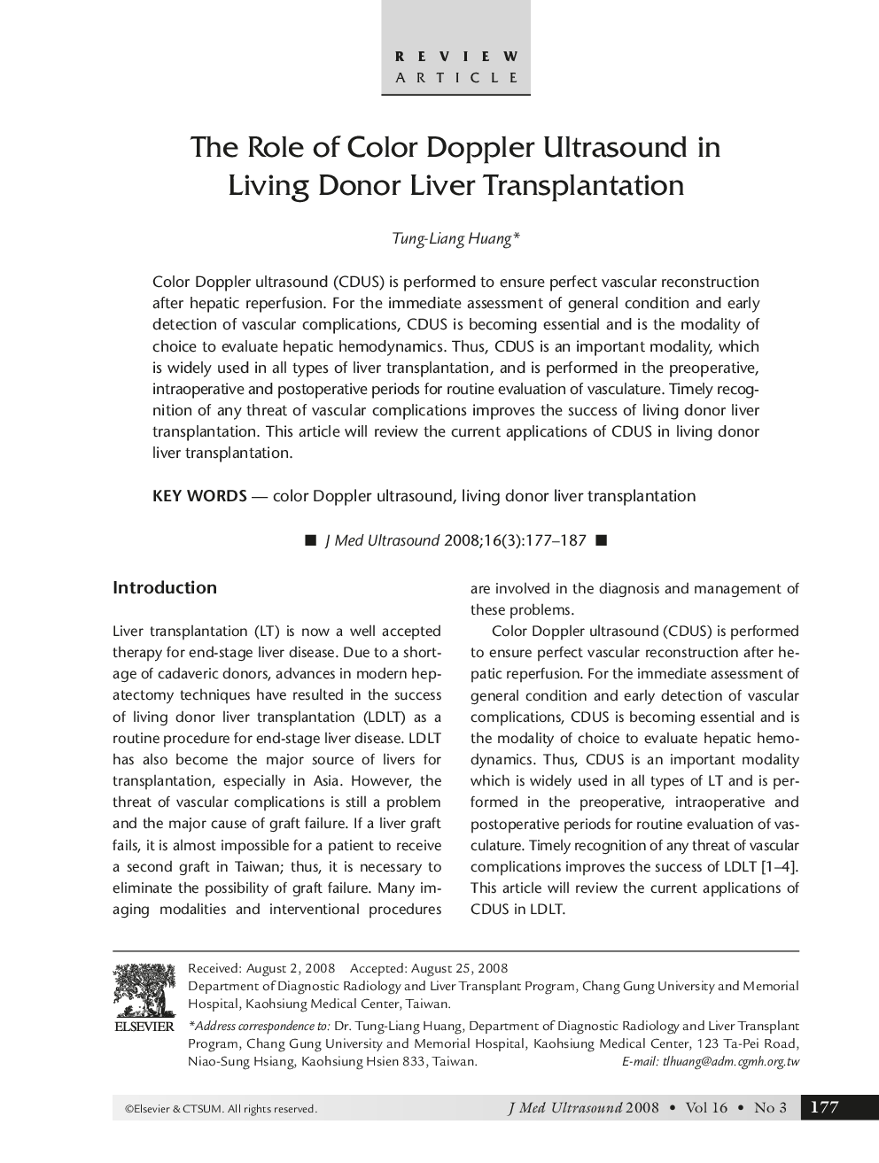 The Role of Color Doppler Ultrasound in Living Donor Liver Transplantation