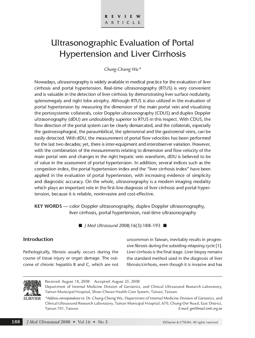 Ultrasonographic Evaluation of Portal Hypertension and Liver Cirrhosis