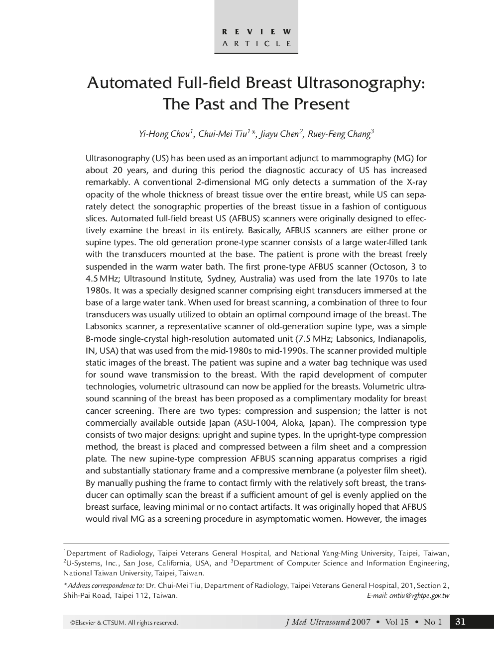 Automated Full-field Breast Ultrasonography: The Past and The Present