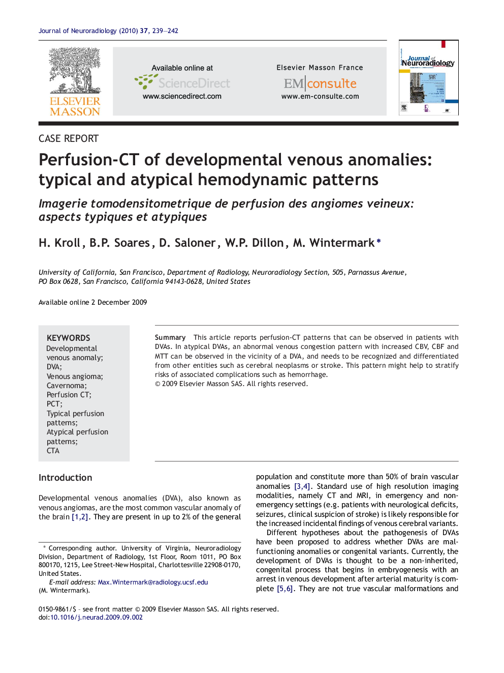 Perfusion-CT of developmental venous anomalies: typical and atypical hemodynamic patterns