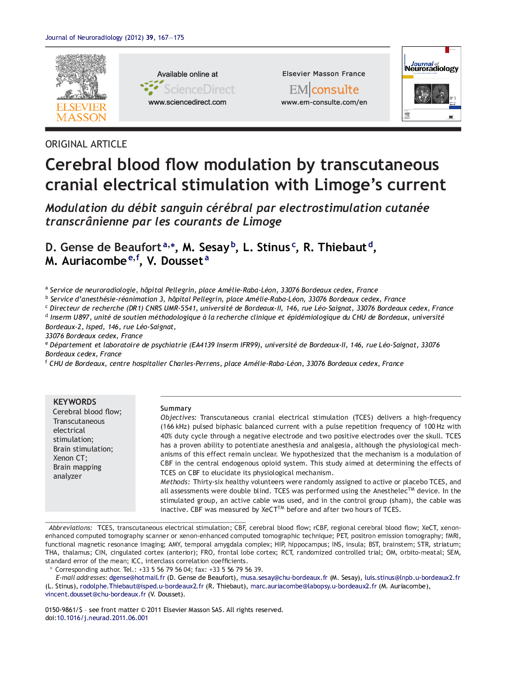 Cerebral blood flow modulation by transcutaneous cranial electrical stimulation with Limoge's current