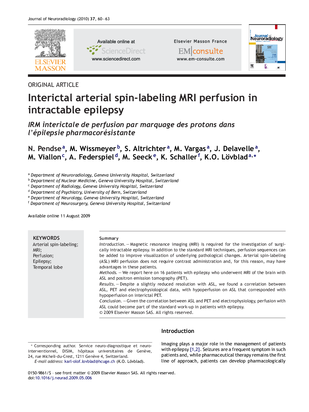 Interictal arterial spin-labeling MRI perfusion in intractable epilepsy