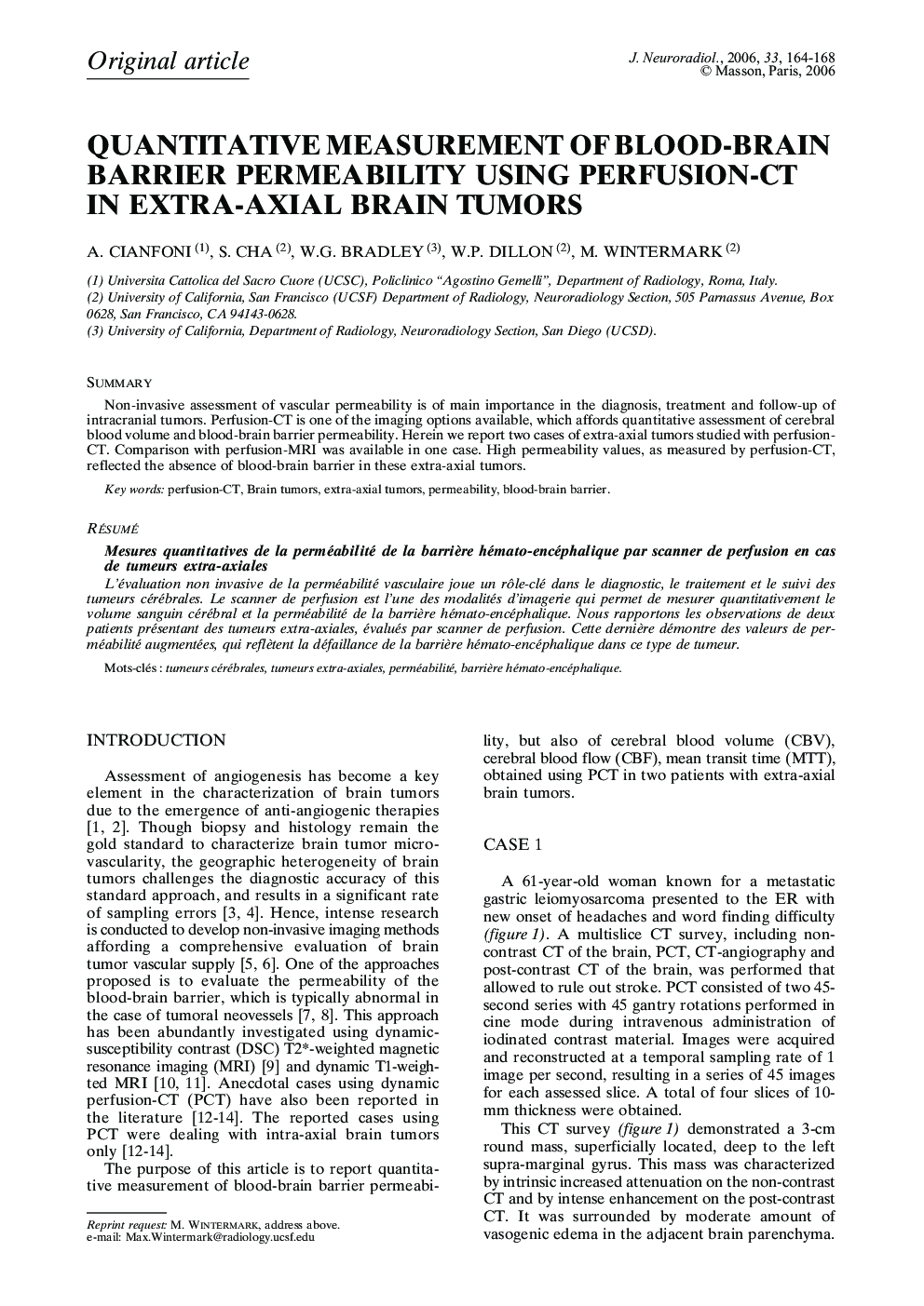 Quantitative measurement of blood-brain barrier permeability using perfusion-CT in extra-axial brain tumors