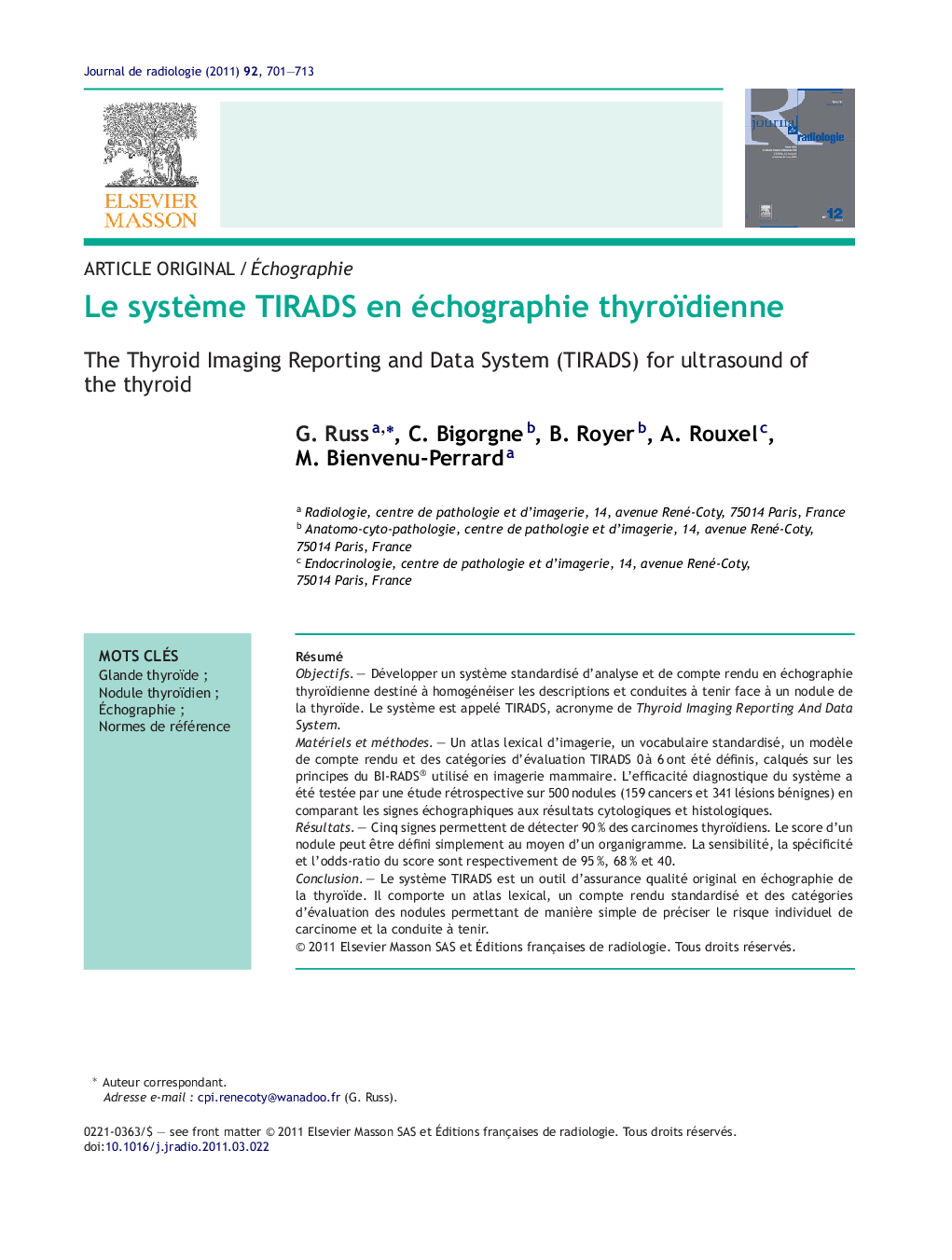 Le systÃ¨me TIRADS en échographie thyroïdienne