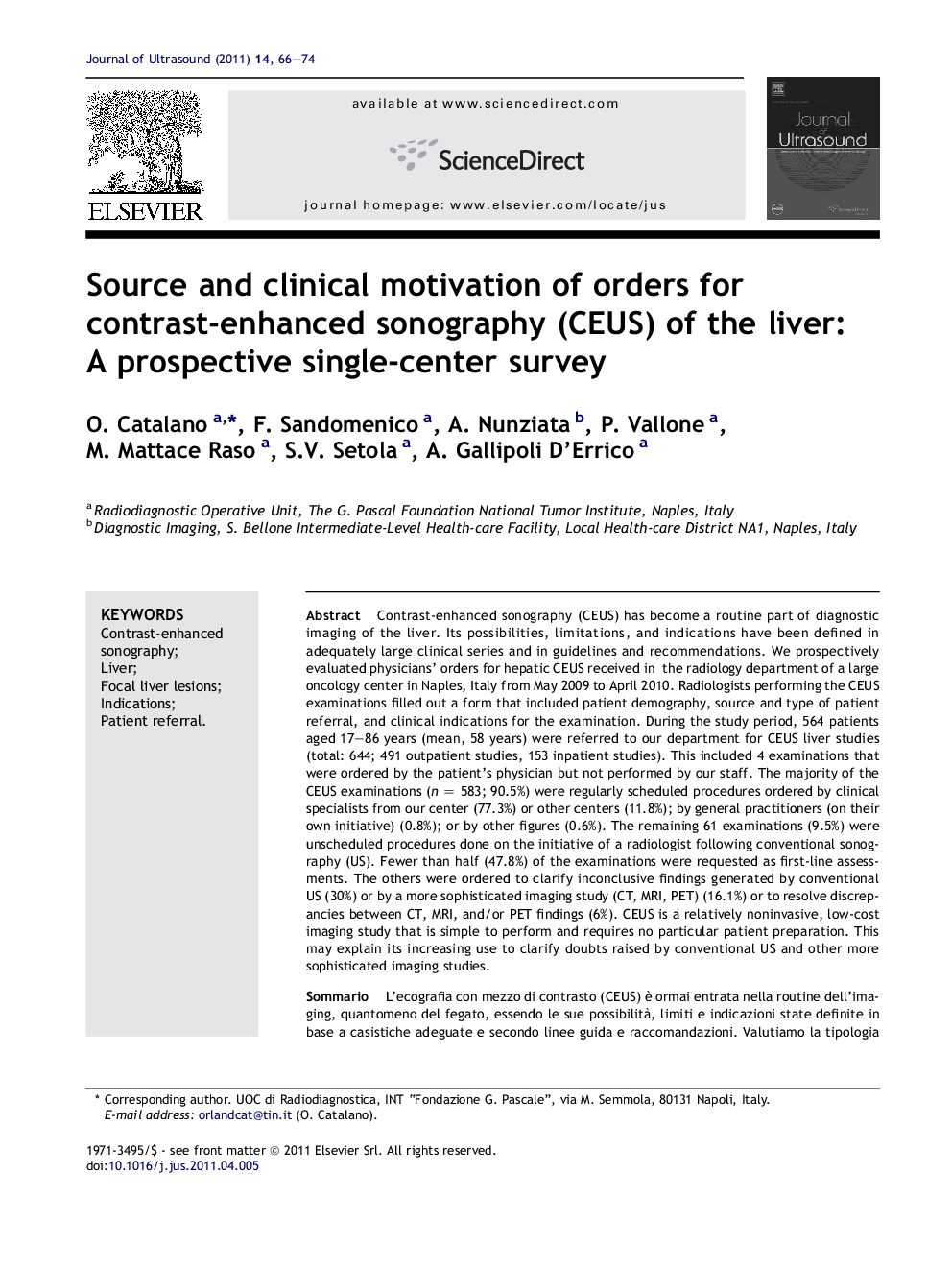 Source and clinical motivation of orders for contrast-enhanced sonography (CEUS) of the liver: AÂ prospective single-center survey