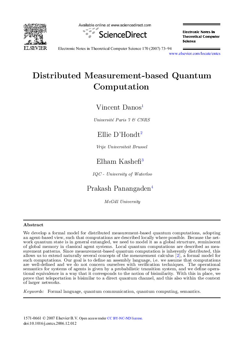 Distributed Measurement-based Quantum Computation