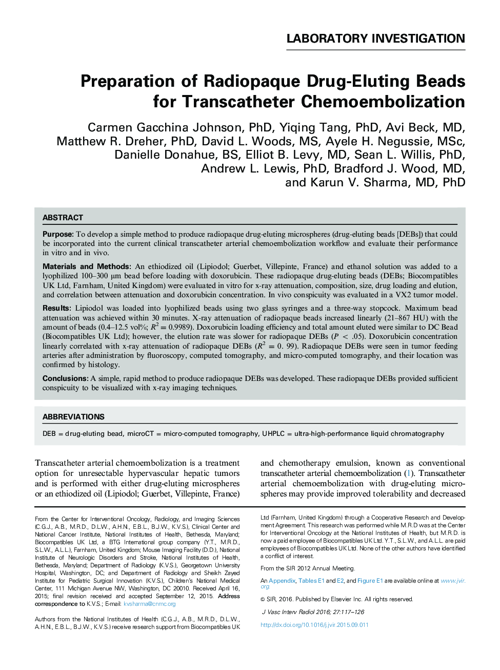 Preparation of Radiopaque Drug-Eluting Beads for Transcatheter Chemoembolization