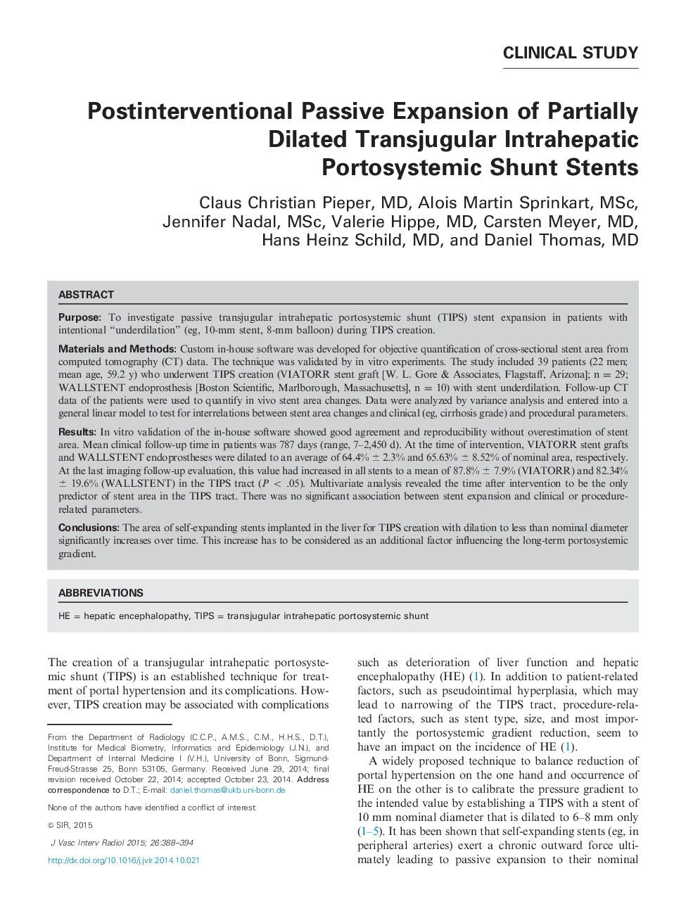 Postinterventional Passive Expansion of Partially Dilated Transjugular Intrahepatic Portosystemic Shunt Stents