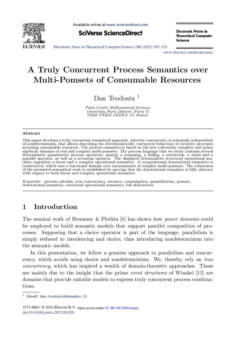 A Truly Concurrent Process Semantics over Multi-Pomsets of Consumable Resources