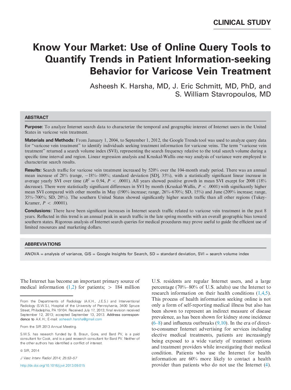 Know Your Market: Use of Online Query Tools to Quantify Trends in Patient Information-seeking Behavior for Varicose Vein Treatment
