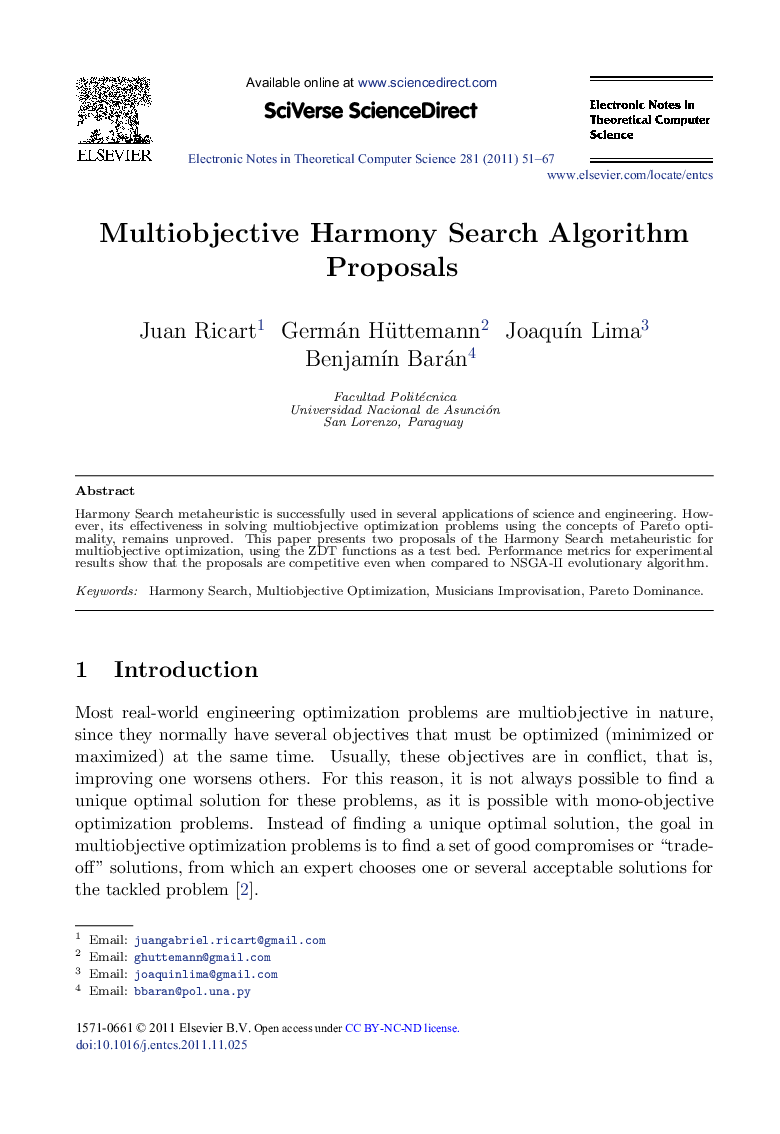 Multiobjective Harmony Search Algorithm Proposals