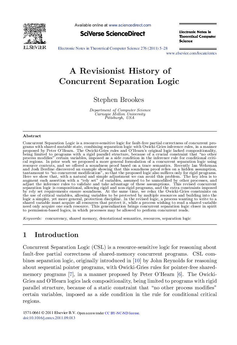 A Revisionist History of Concurrent Separation Logic