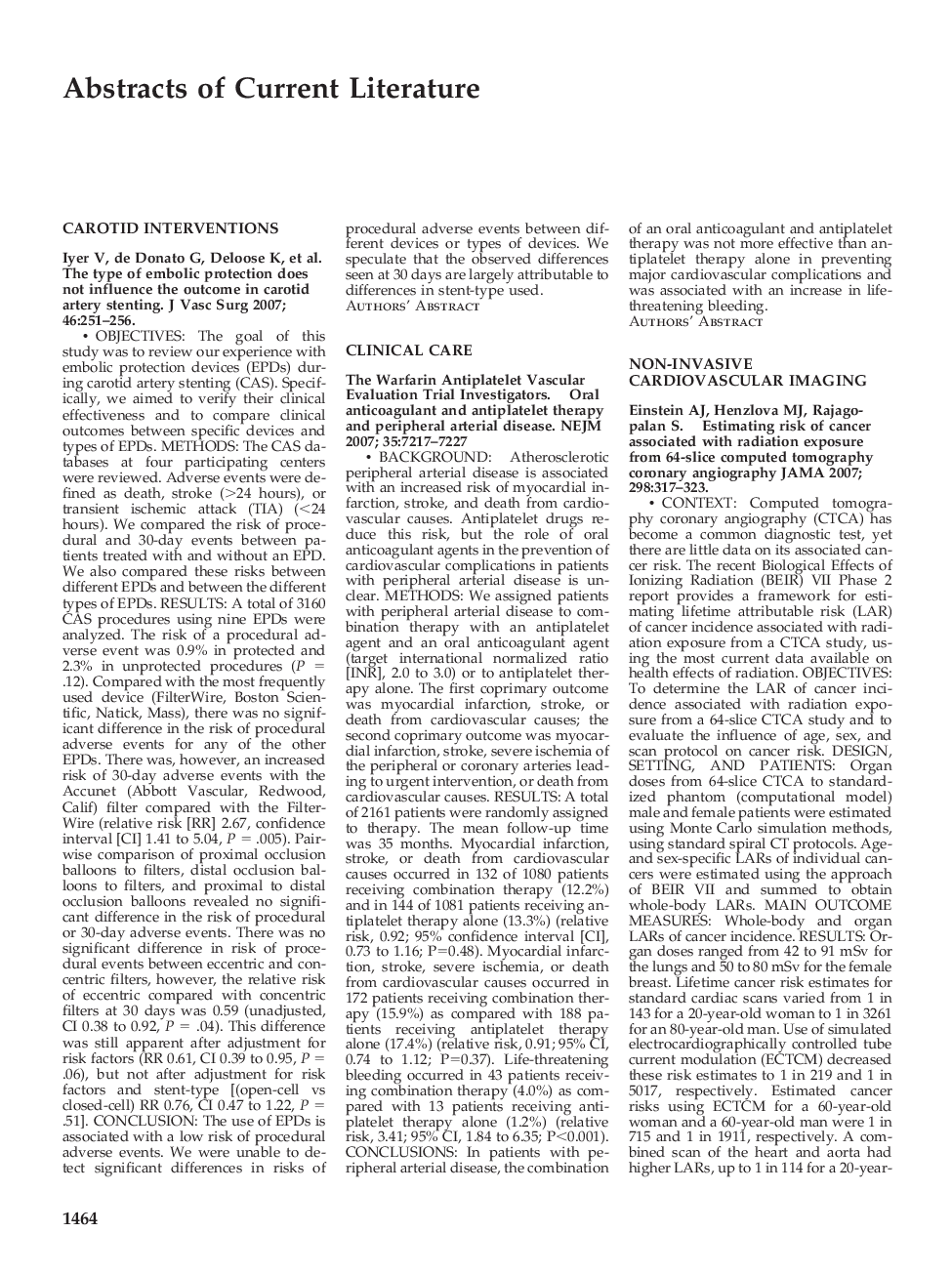 Abstracts of Current Literature