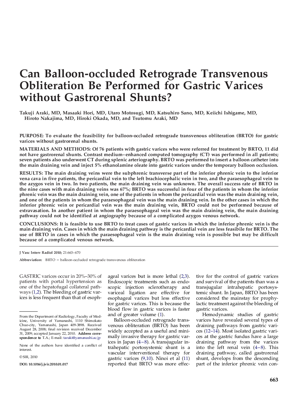 Can Balloon-occluded Retrograde Transvenous Obliteration Be Performed for Gastric Varices without Gastrorenal Shunts?