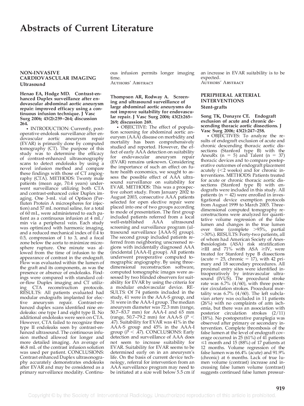 Abstracts of Current Literature
