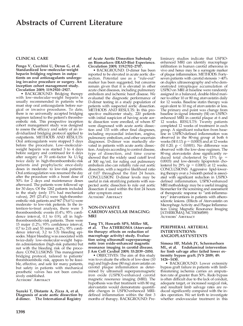 Abstracts of Current Literature