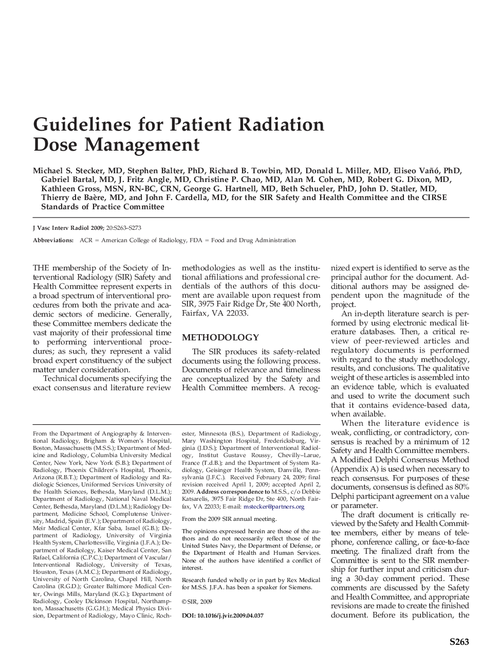 Guidelines for Patient Radiation Dose Management