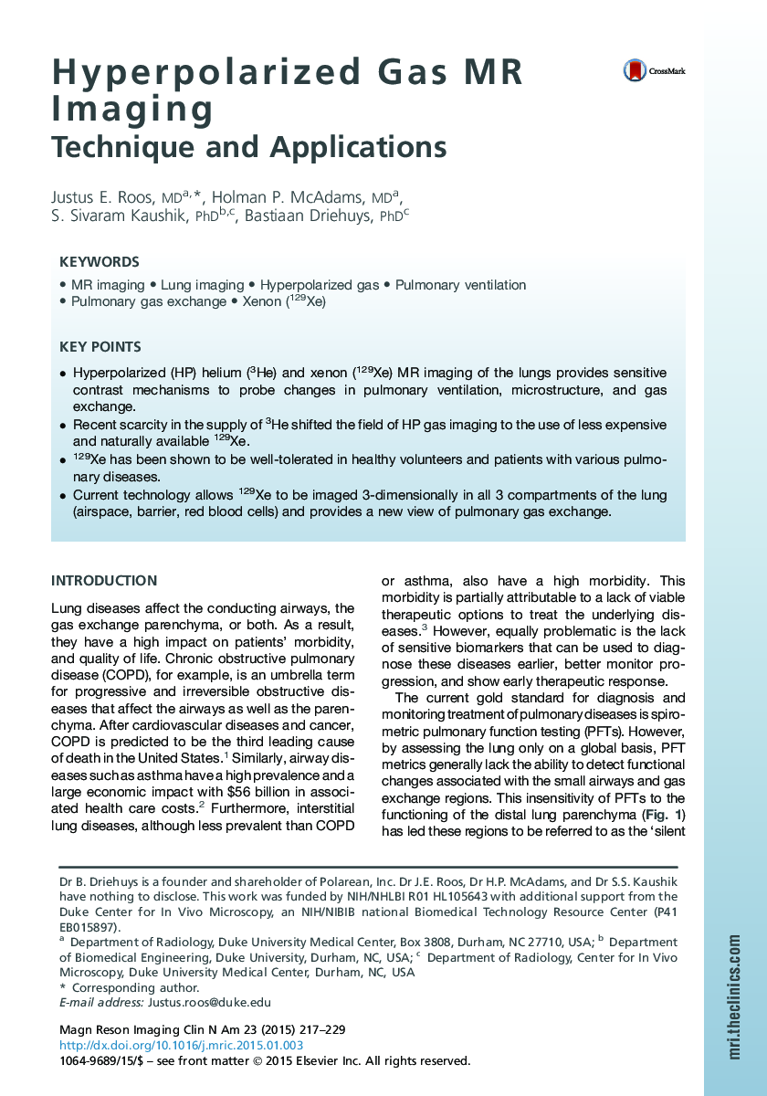 Hyperpolarized Gas MR Imaging