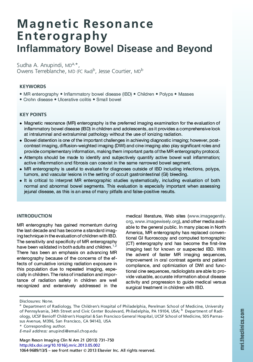 Magnetic Resonance Enterography