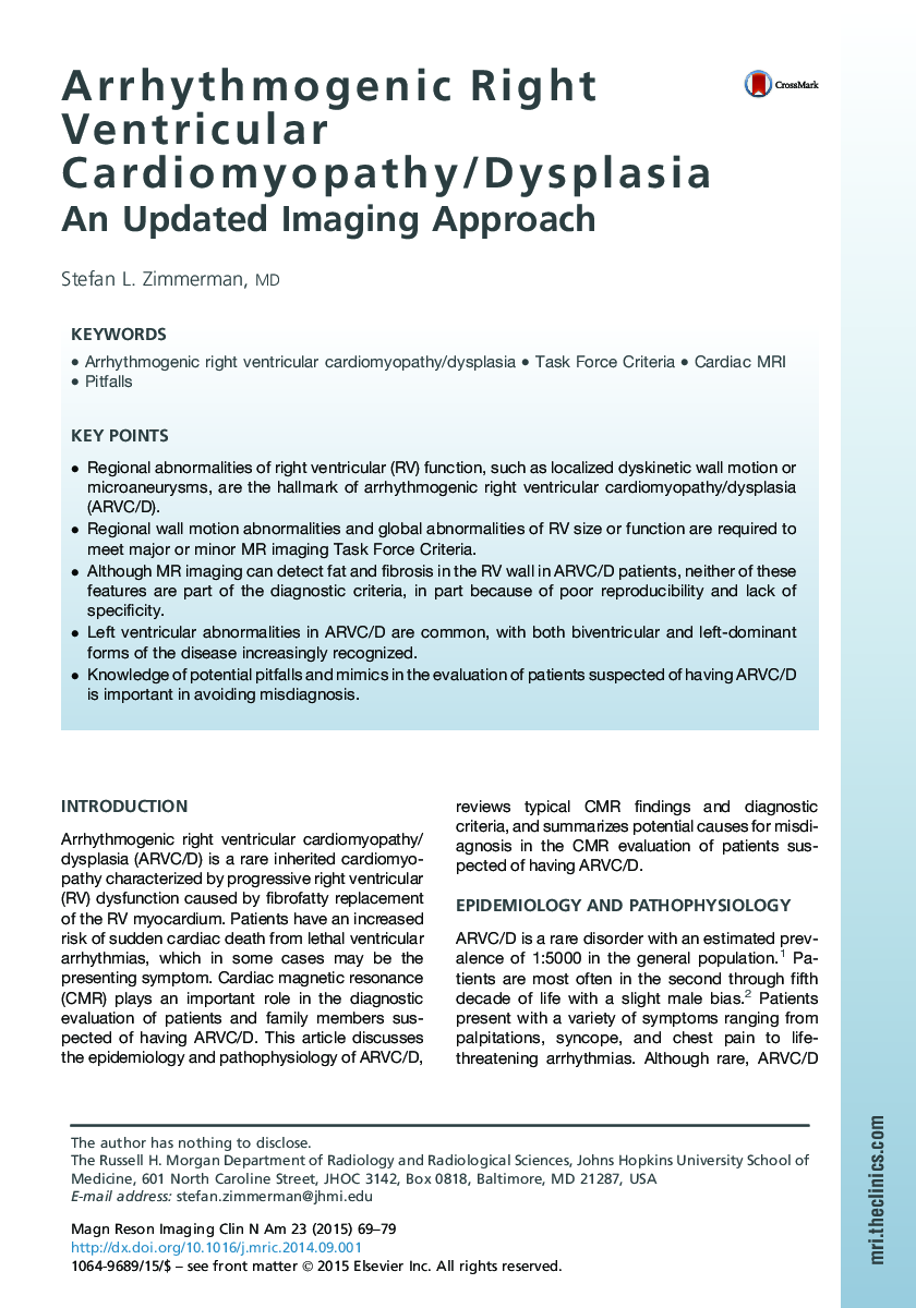 Arrhythmogenic Right Ventricular Cardiomyopathy/Dysplasia