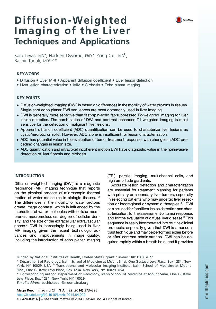 Diffusion-Weighted Imaging of the Liver