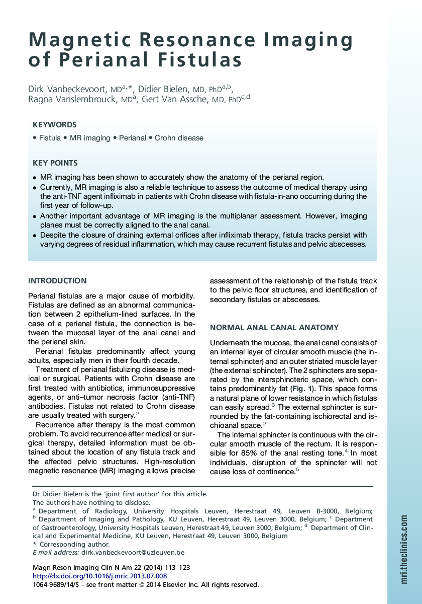 Magnetic Resonance Imaging of Perianal Fistulas