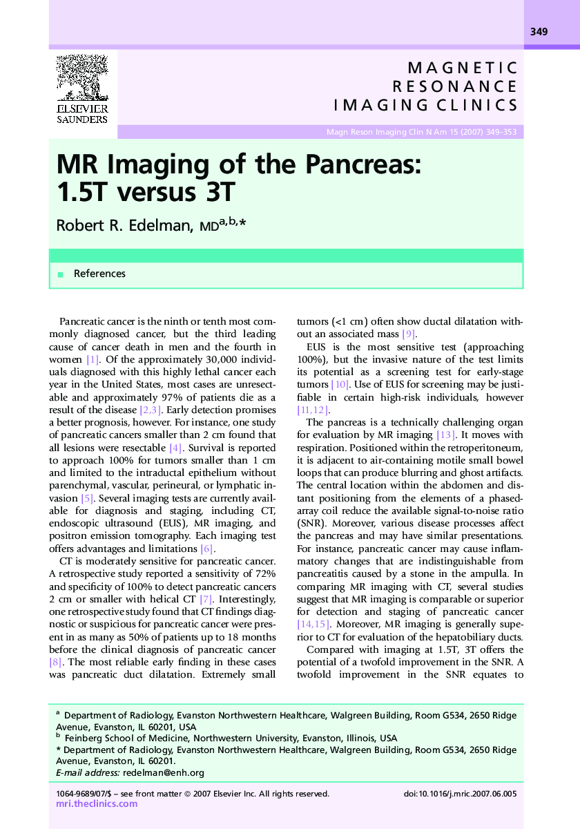 MR Imaging of the Pancreas: 1.5T versus 3T