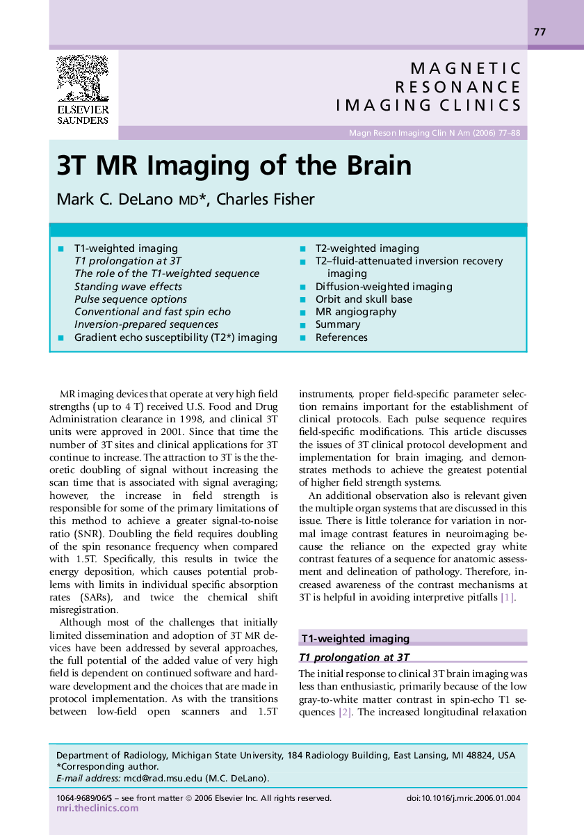 3T MR Imaging of the Brain