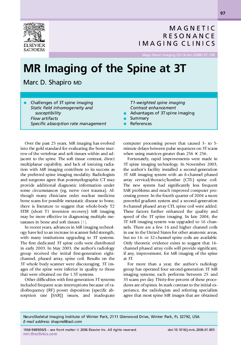 MR Imaging of the Spine at 3T