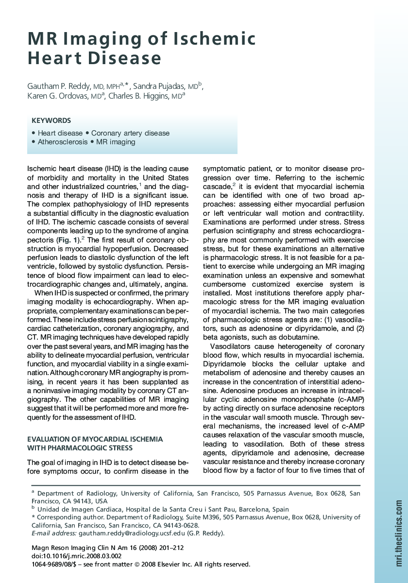 MR Imaging of Ischemic Heart Disease