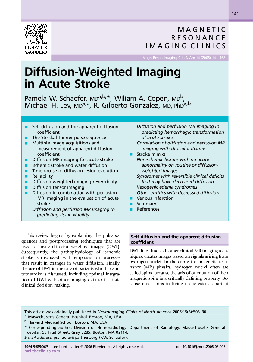 Diffusion-Weighted Imaging in Acute Stroke