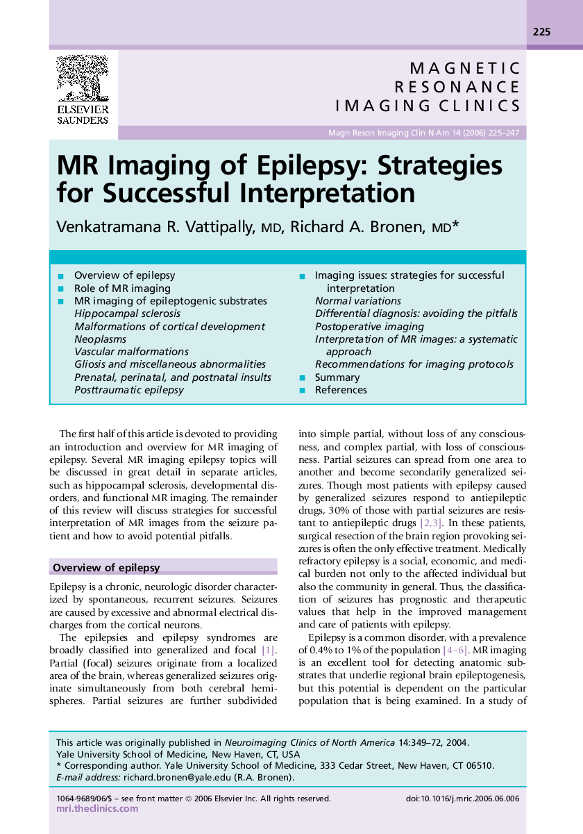 MR Imaging of Epilepsy: Strategies for Successful Interpretation