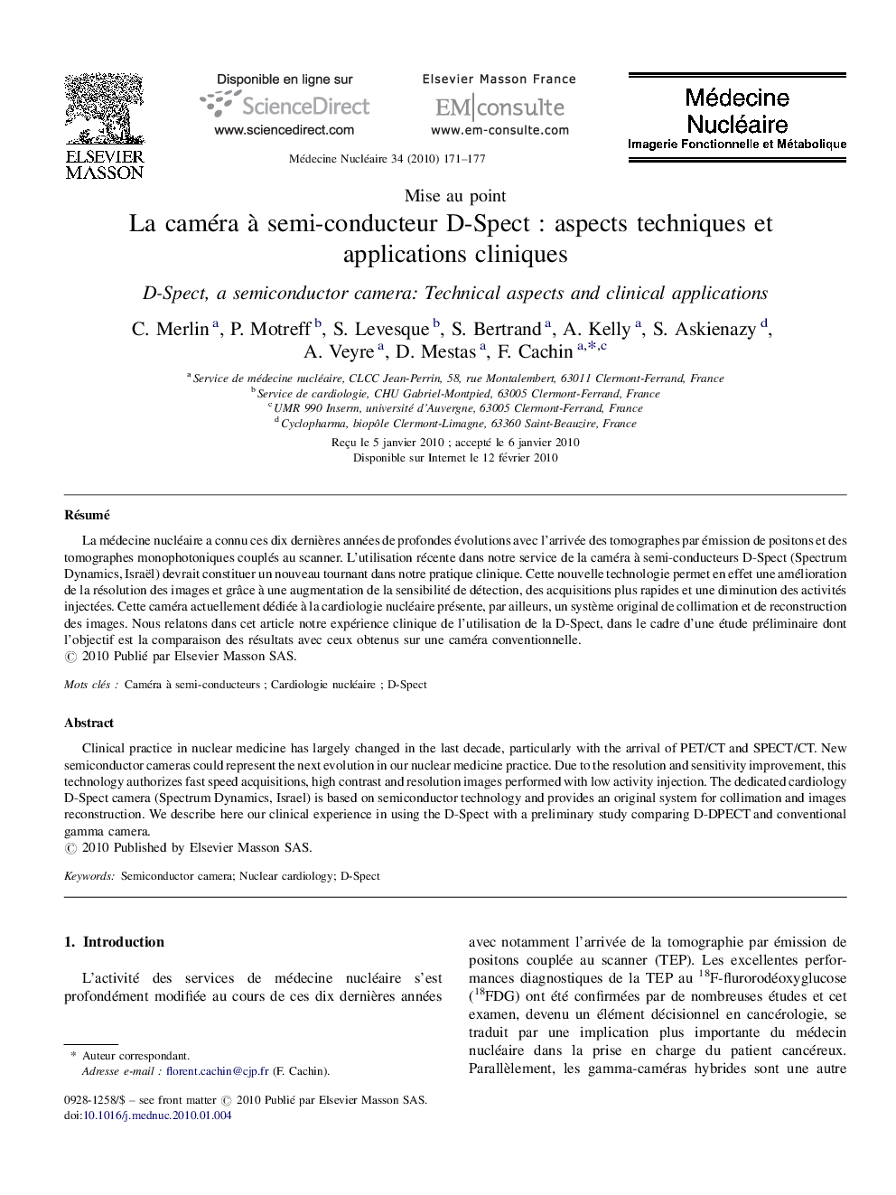 La caméra à semi-conducteur D-Spect : aspects techniques et applications cliniques